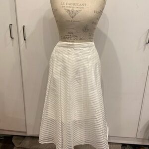 Anthropologie Shadow Midi White Textured A-Line Skirt Leifsdottir